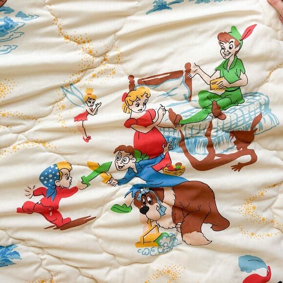 VINTAGE DISNEY Peter Pan Quilted Baby Blanket/Bunting Sleeping Bag Crib - Picture 9 of 9